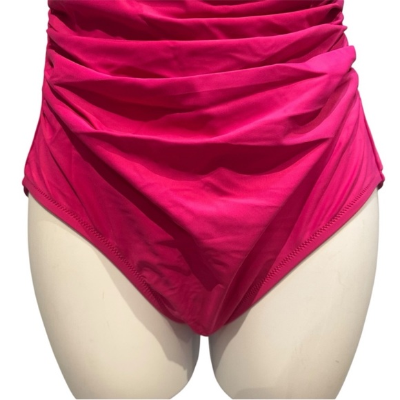 J. Crew | Ruched V Neck One Piece Swimsuit Radiant Fuchsia Pink | 8 New with Tag - Picture 5 of 16